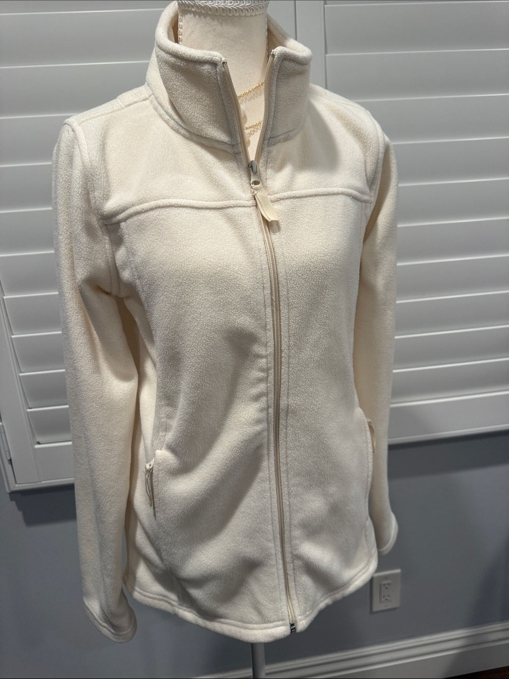 Women's Cream Teddy Fleece Full-Zip Jacket